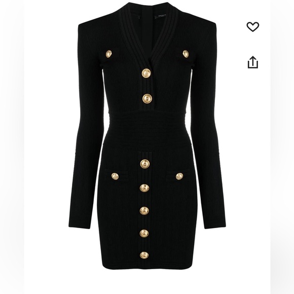 Balmain Dresses & Skirts - Balmain Short knitted dress with gold buttons black black
